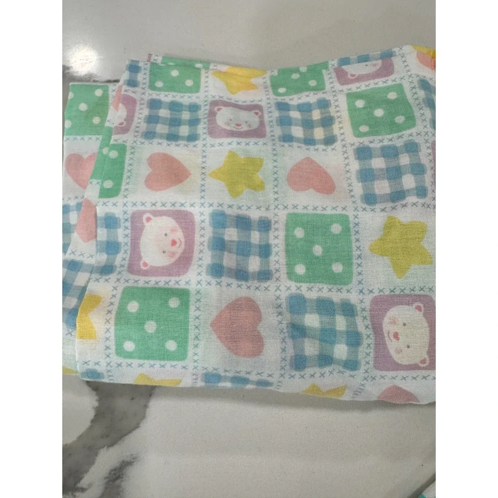 Vintage Pastel Teddy Bear Alphabet Nursery Bedding Set Crib Sheet Blanket 3pc